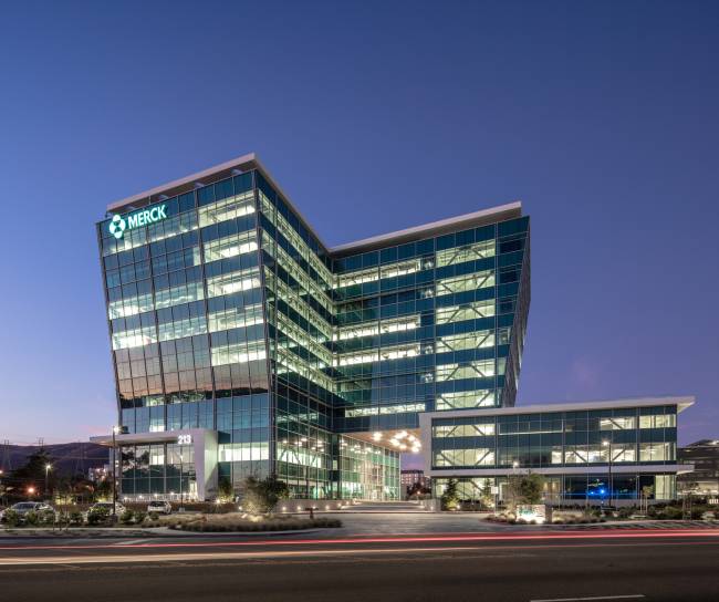 Merck south san francisco building at dusk