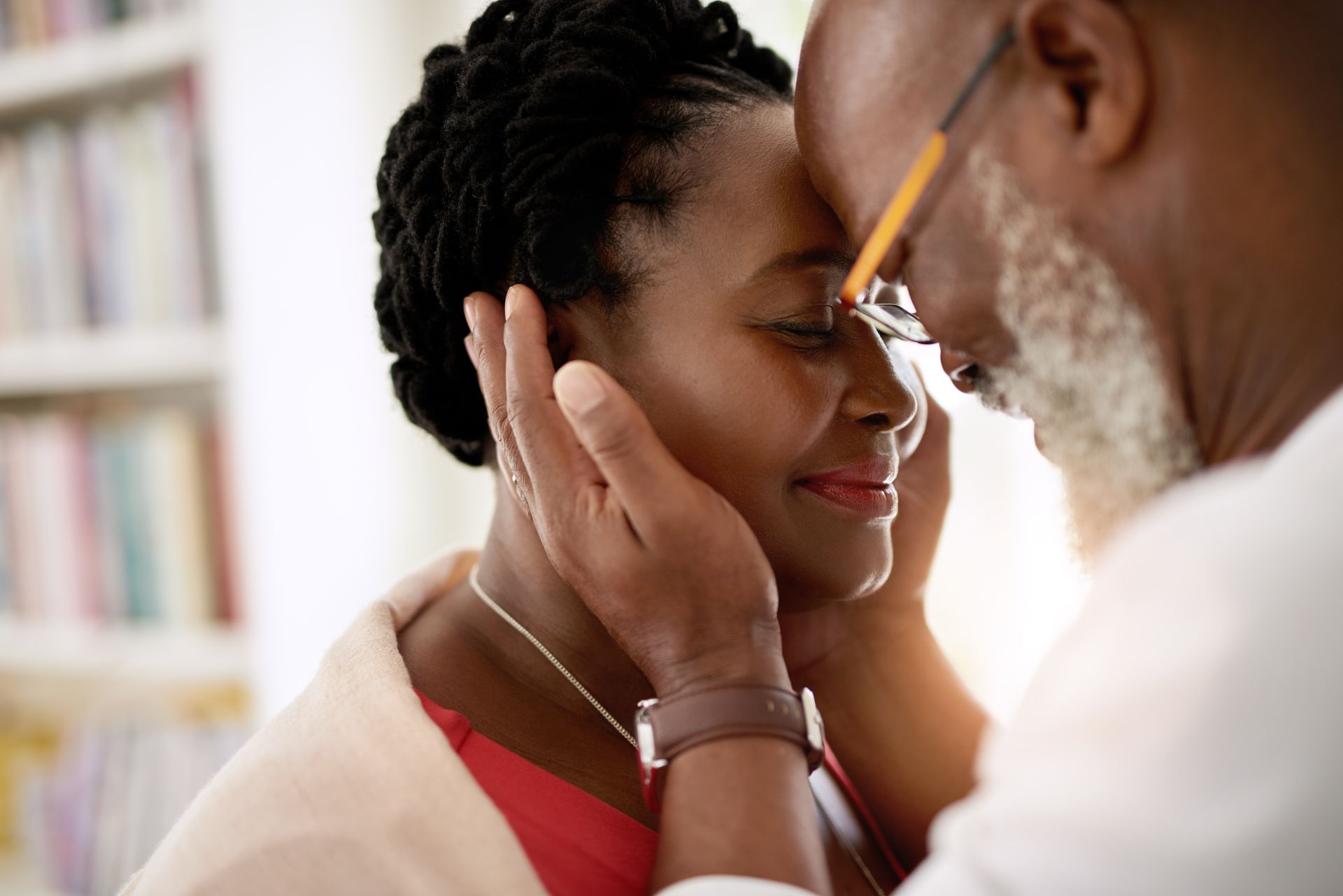 African american couple in a tender embrace