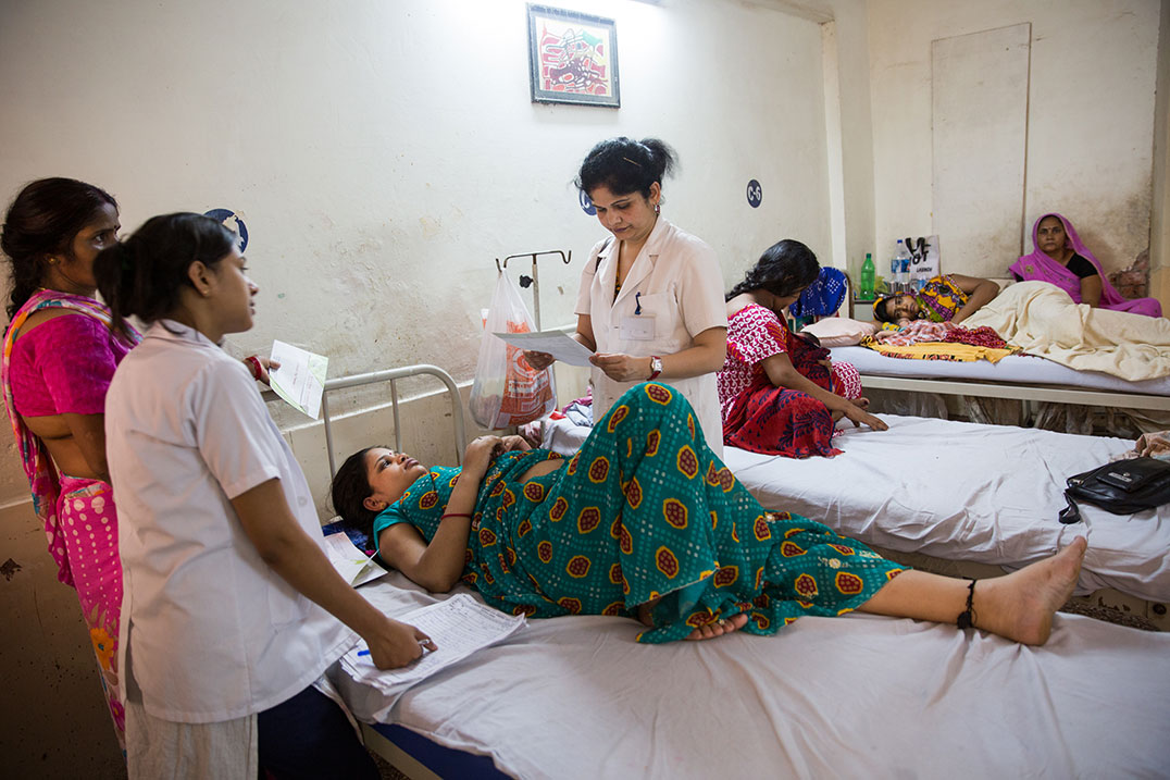 pregnant woman being examined in the hospital