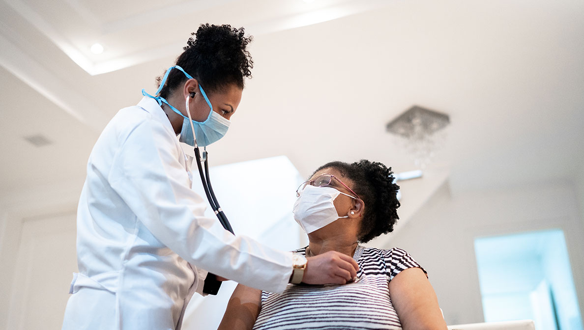 Female patient and doctor