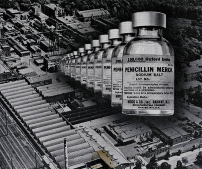 vials with background of industrial complex