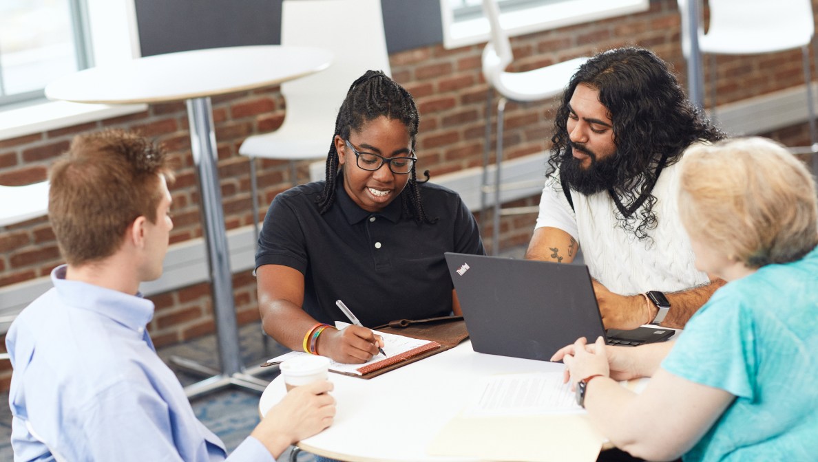 colleague collaborating with the team