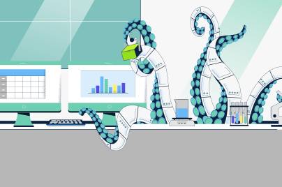 illustration of octopus multitasking