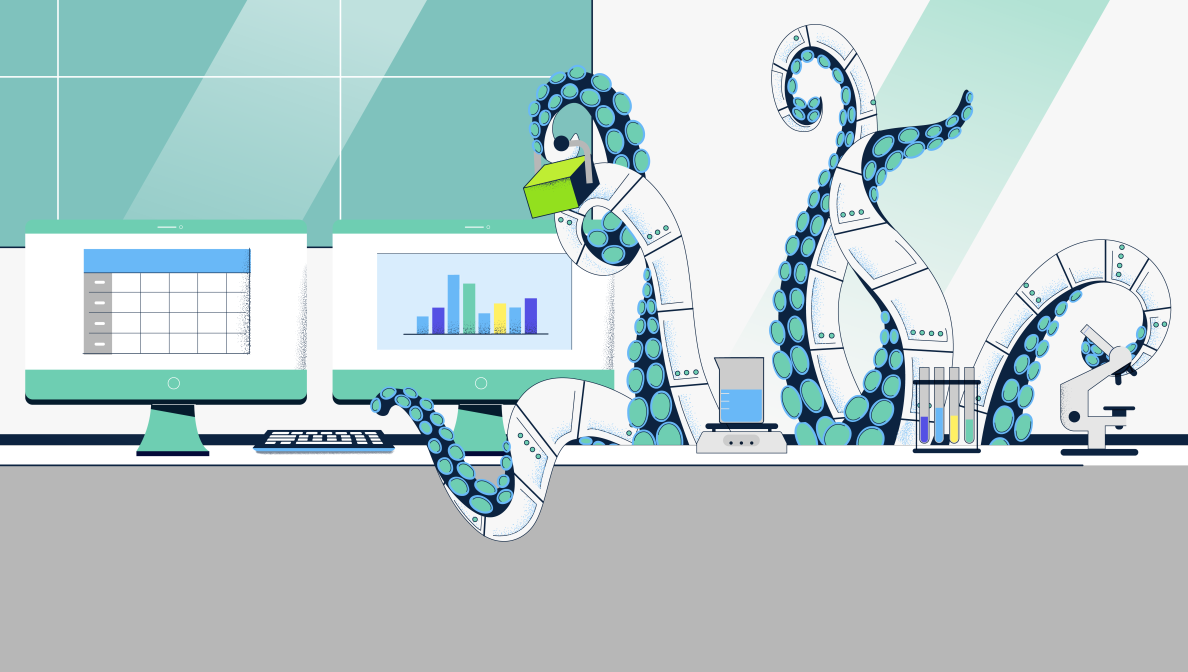 illustration of octopus multitasking