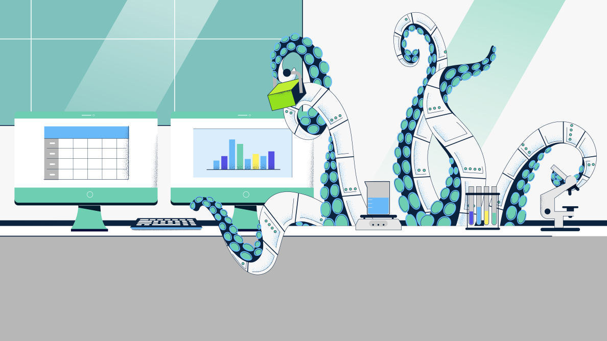 illustration of octopus multitasking