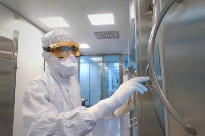 Man in hazmat suit