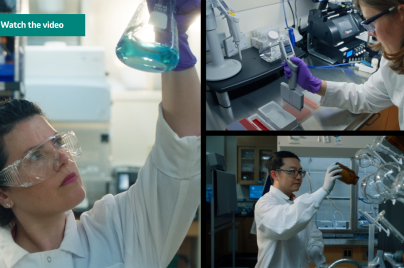 collage of photos of scientists working in labs