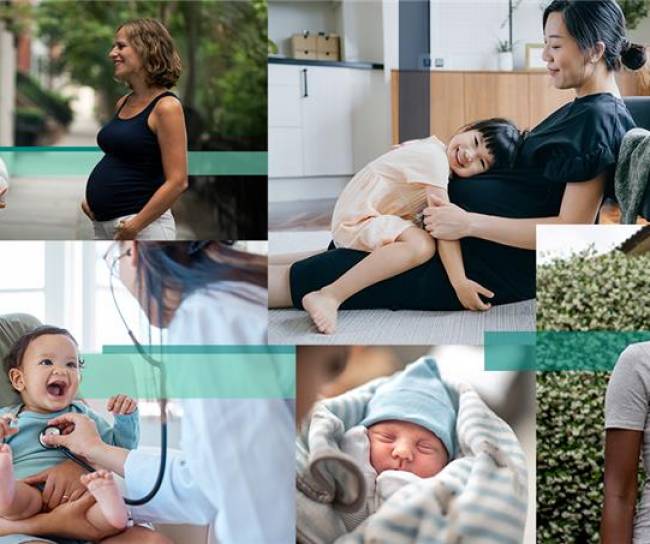collage of women with babies