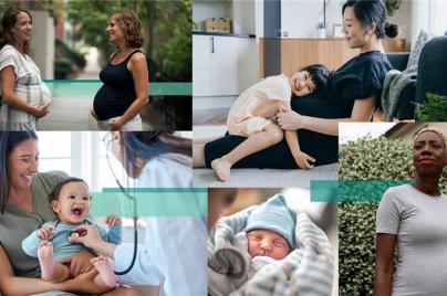 collage of women with babies