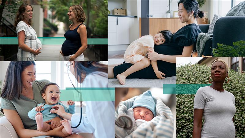 collage of women with babies