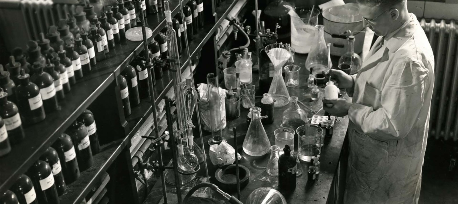Technician working with lab equipment